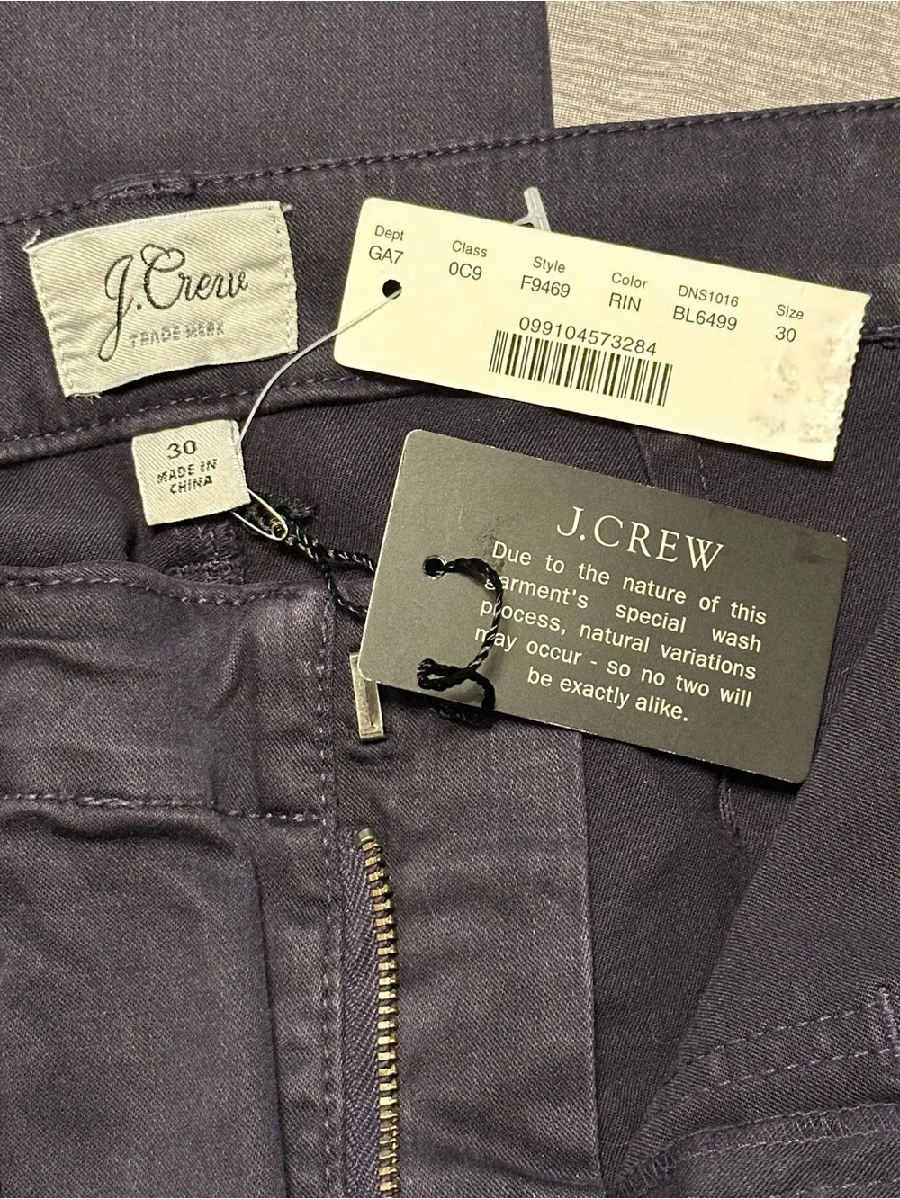 NEW J. Crew Skinny Stretch Cargo Pant with Zippers - Dark Navy Chinos